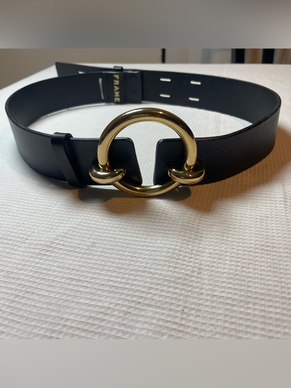 FRAME Noir Black Leather Ring Waist
Belt Size S